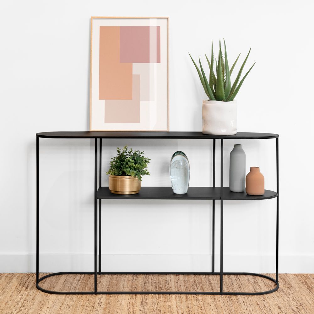 console-métal-noir-ovale-120cm-grayson