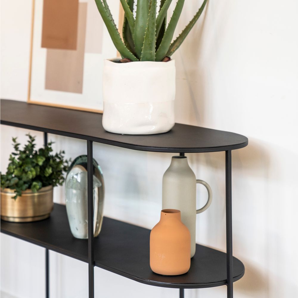 console-métal-noir-ovale-120cm-grayson