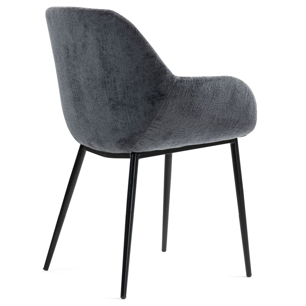 Chaise repas accoudoirs tissu chenille gris pied métal HIBIS