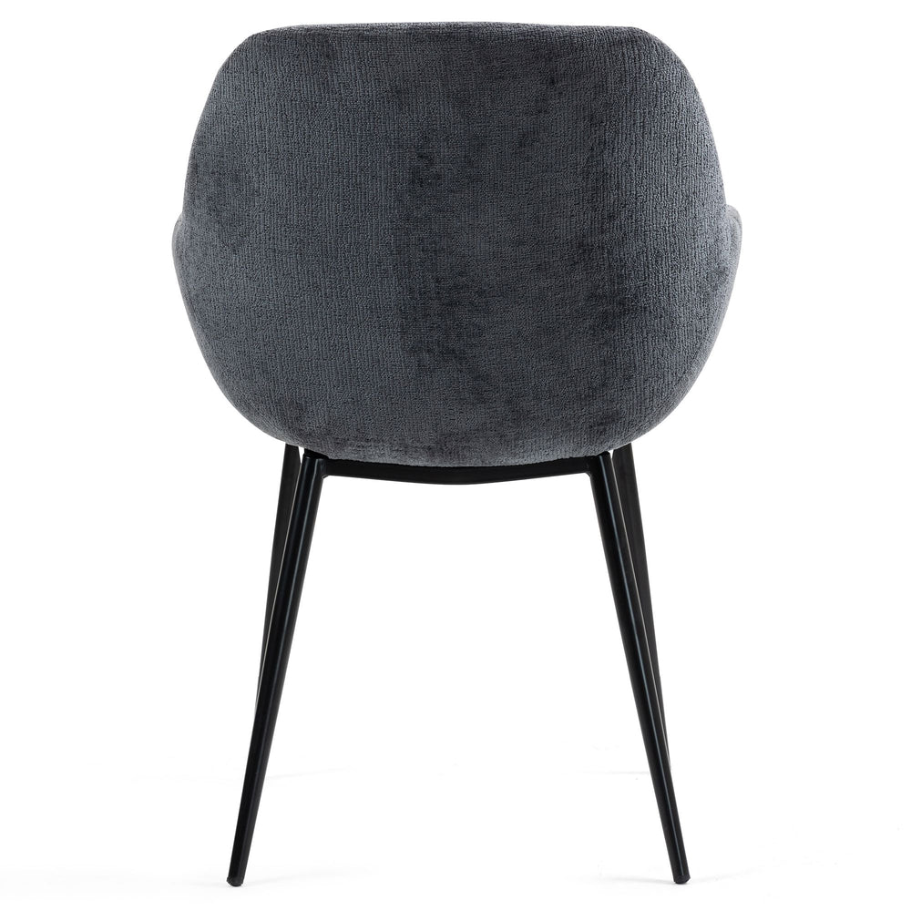 Chaise repas accoudoirs tissu chenille gris pied métal HIBIS