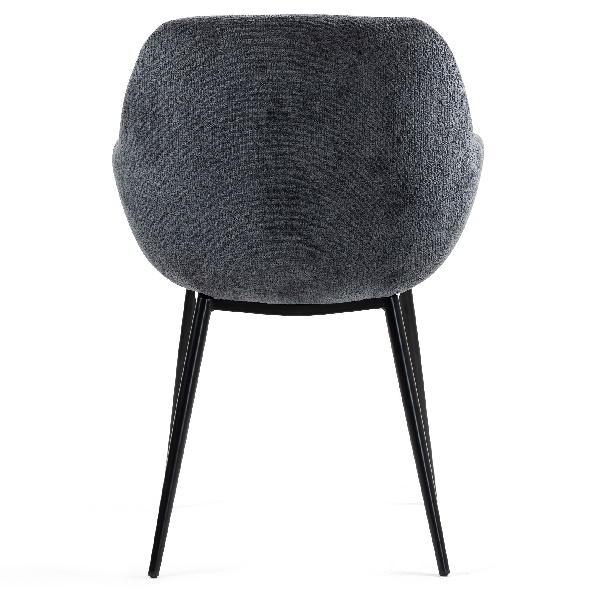 Chaise repas accoudoirs tissu chenille gris pied métal HIBIS