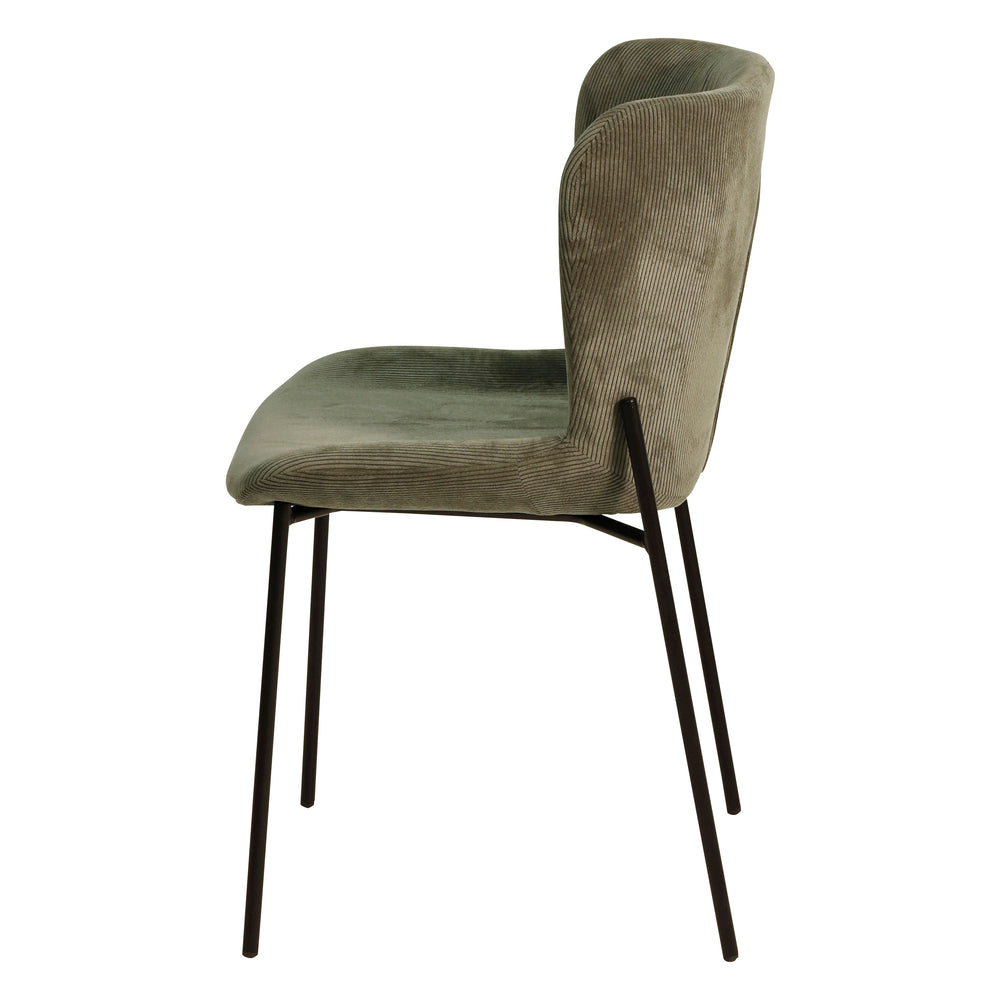 Chaise repas velours côtelé vert amande Holden