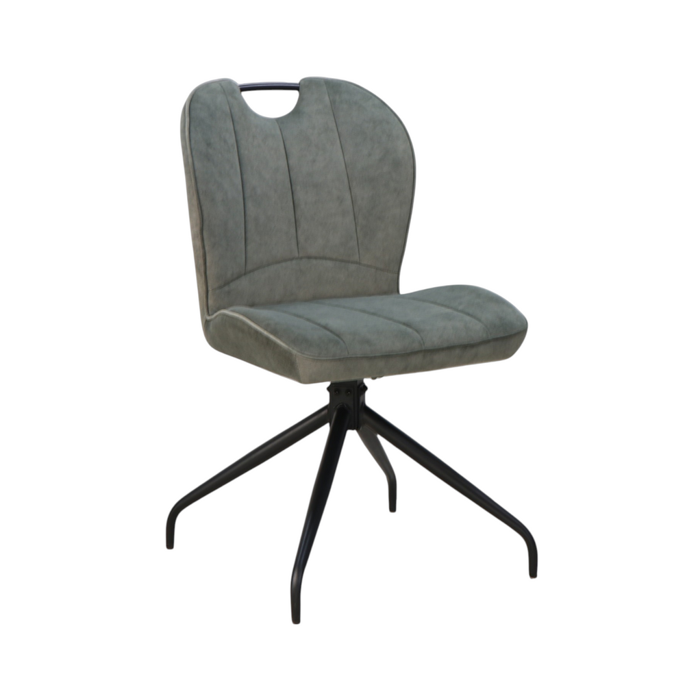 Chaise repas en tissu vert amande