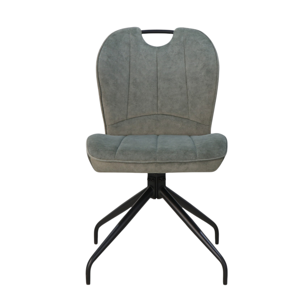 Chaise repas en tissu vert amande