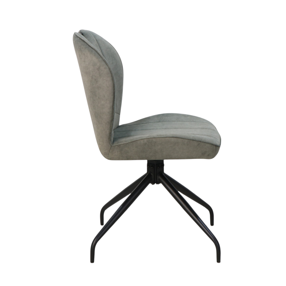 Chaise repas en tissu vert amande