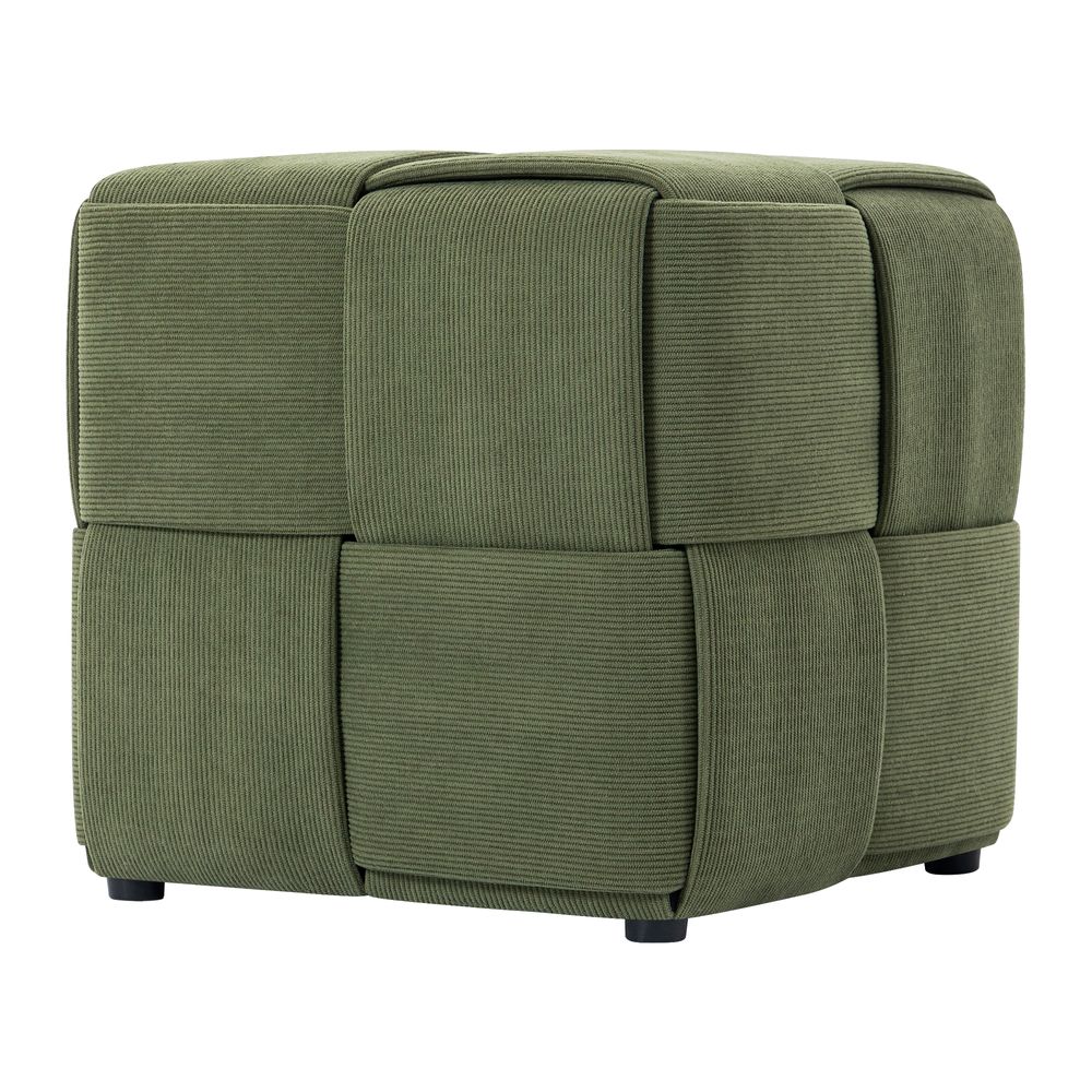Pouf velours côtelé kaki