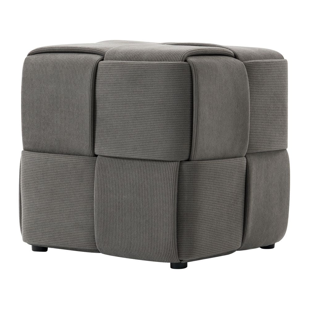 Pouf velours côtelé gris