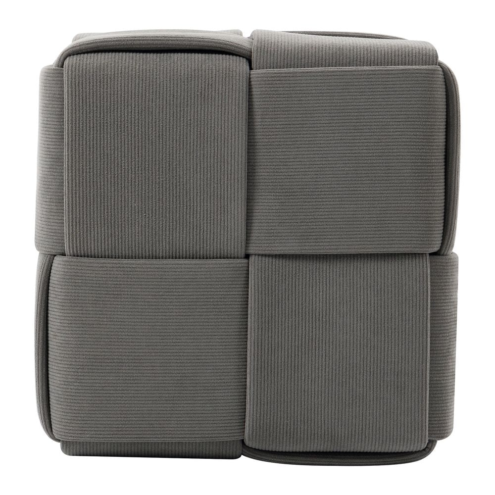 Pouf velours côtelé gris