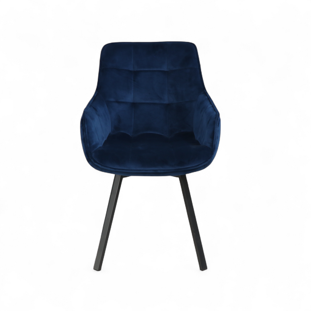 Chaise repas pivotante velours bleu