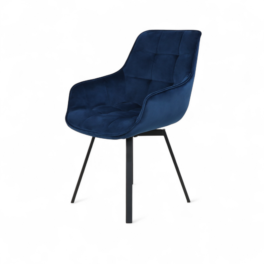 Chaise repas pivotante velours bleu
