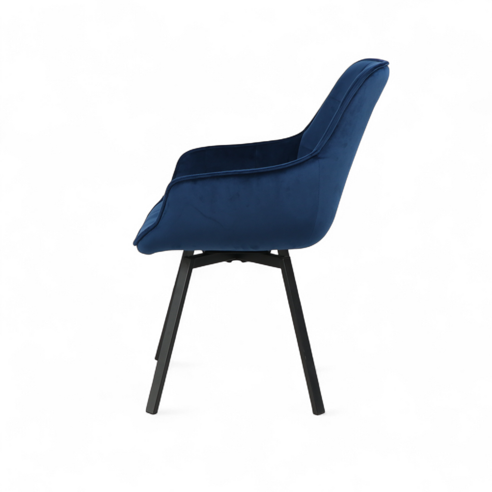 Chaise repas pivotante velours bleu