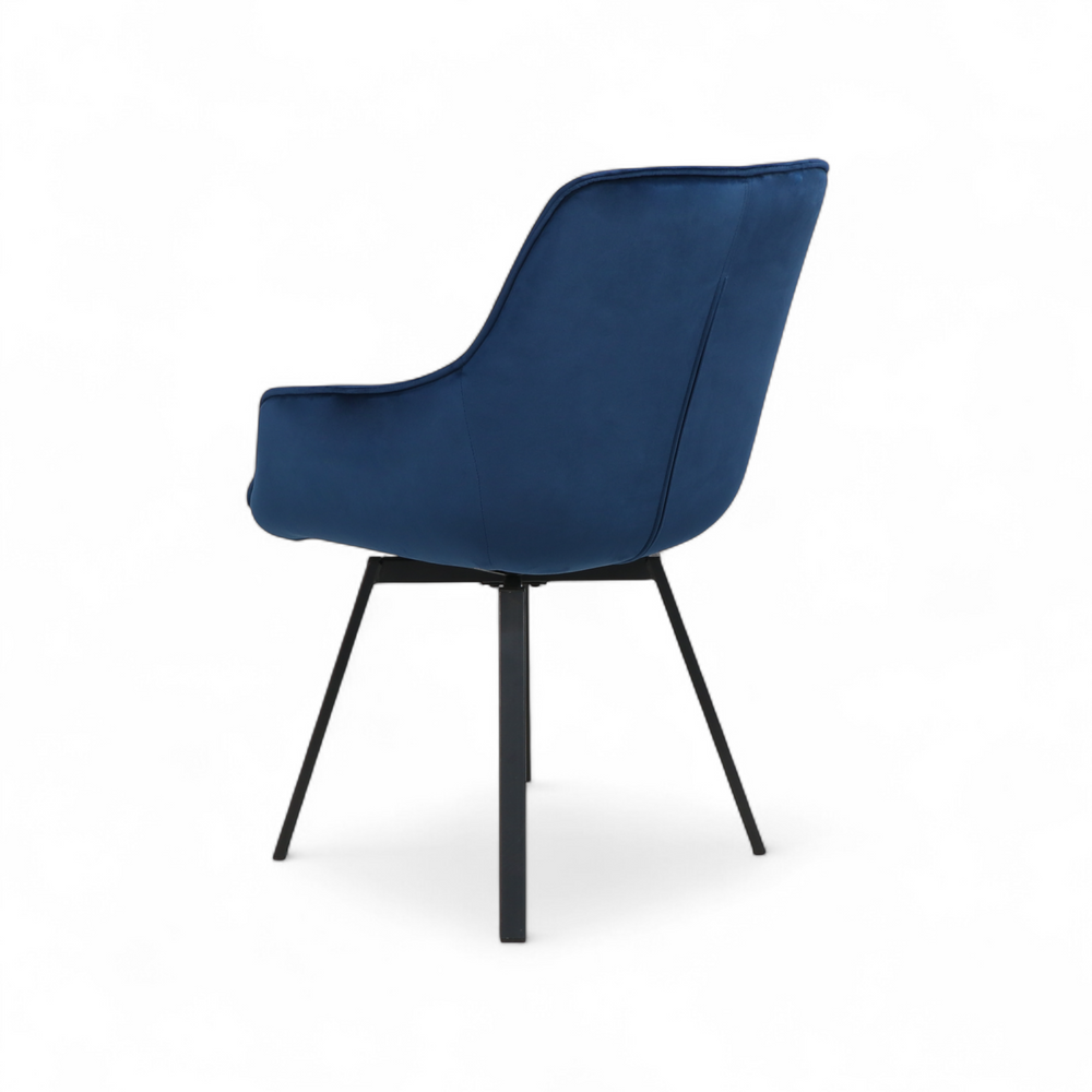 Chaise repas pivotante velours bleu
