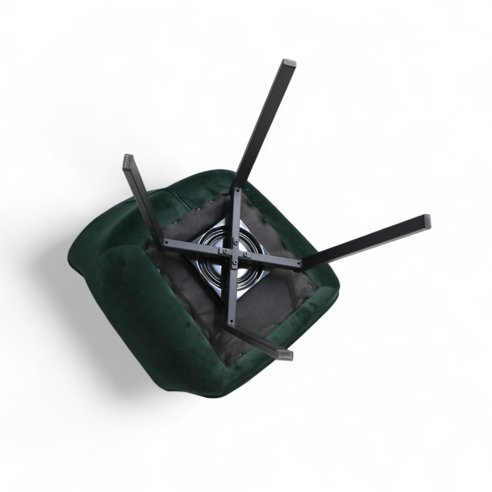 Chaise repas pivotante velours vert foncé