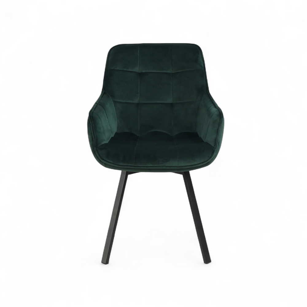 Chaise repas pivotante velours vert foncé