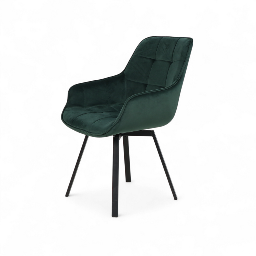 Chaise repas pivotante velours vert foncé