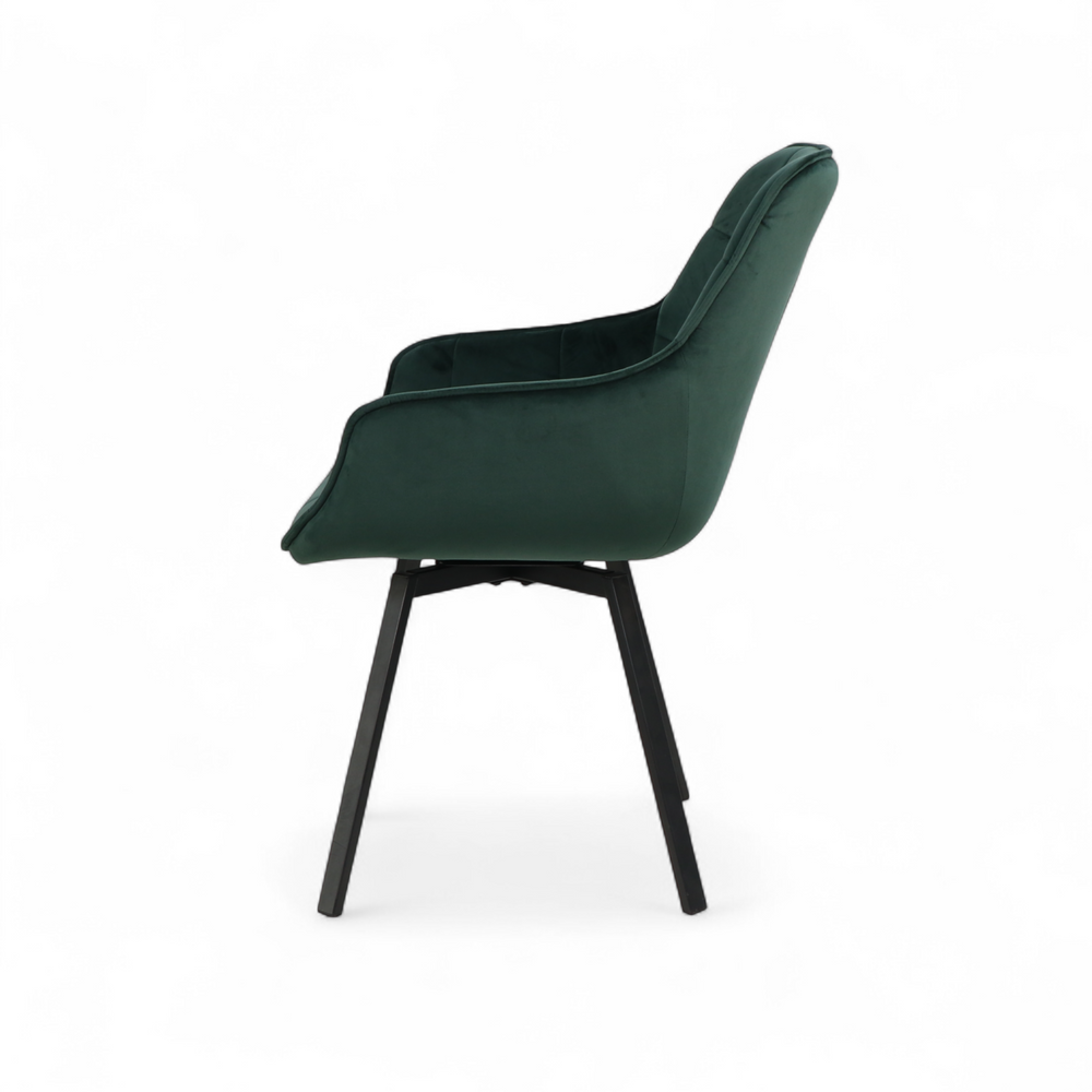 Chaise repas pivotante velours vert foncé