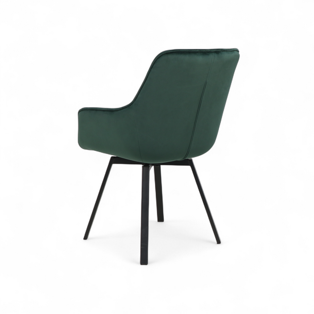 Chaise repas pivotante velours vert foncé