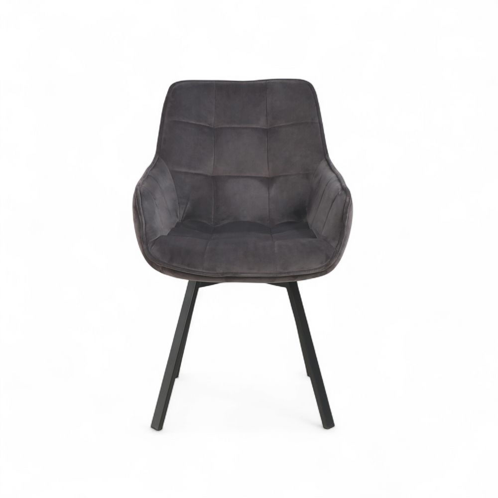 Chaise repas pivotante velours gris