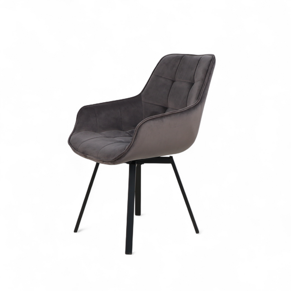 Chaise repas pivotante velours gris