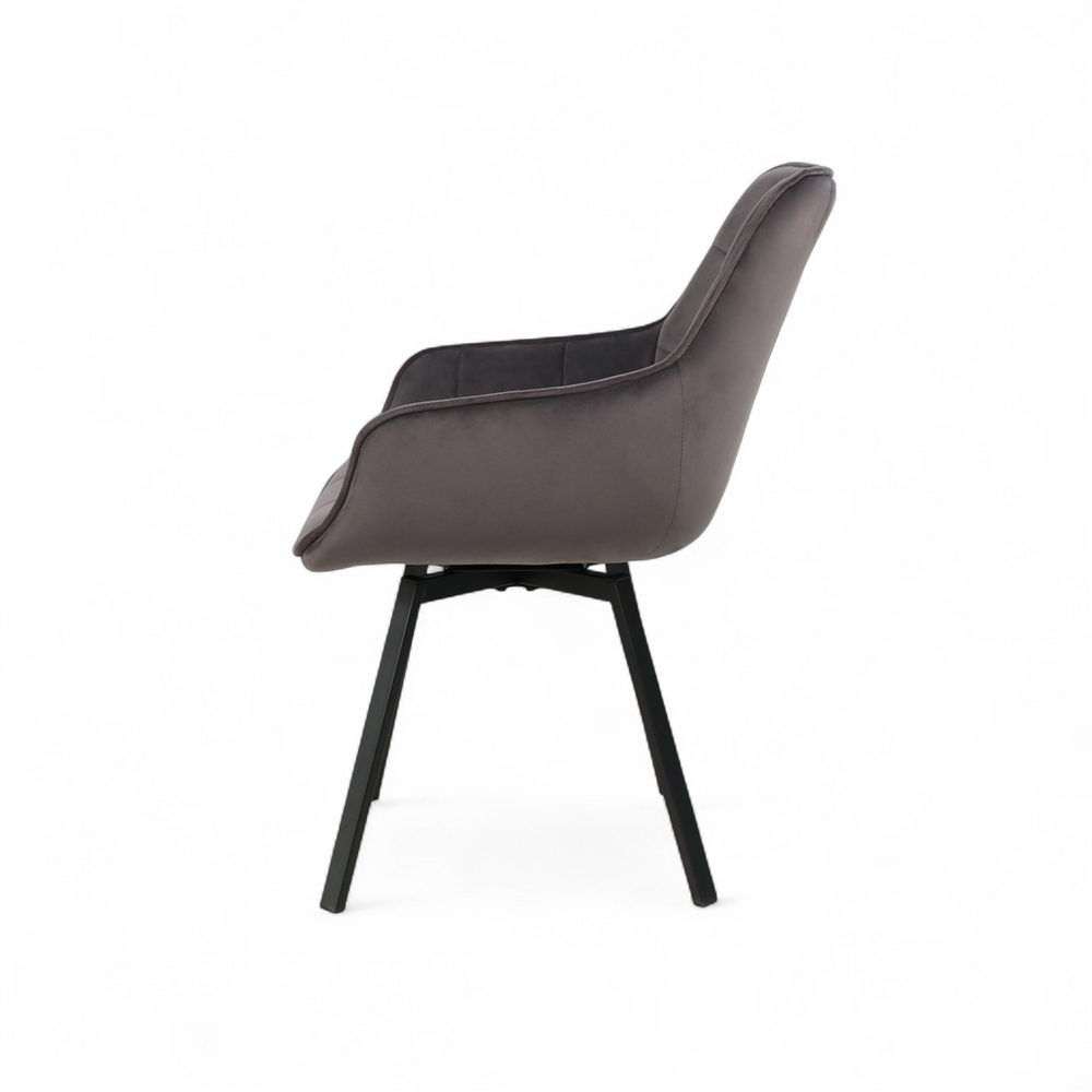 Chaise repas pivotante velours gris