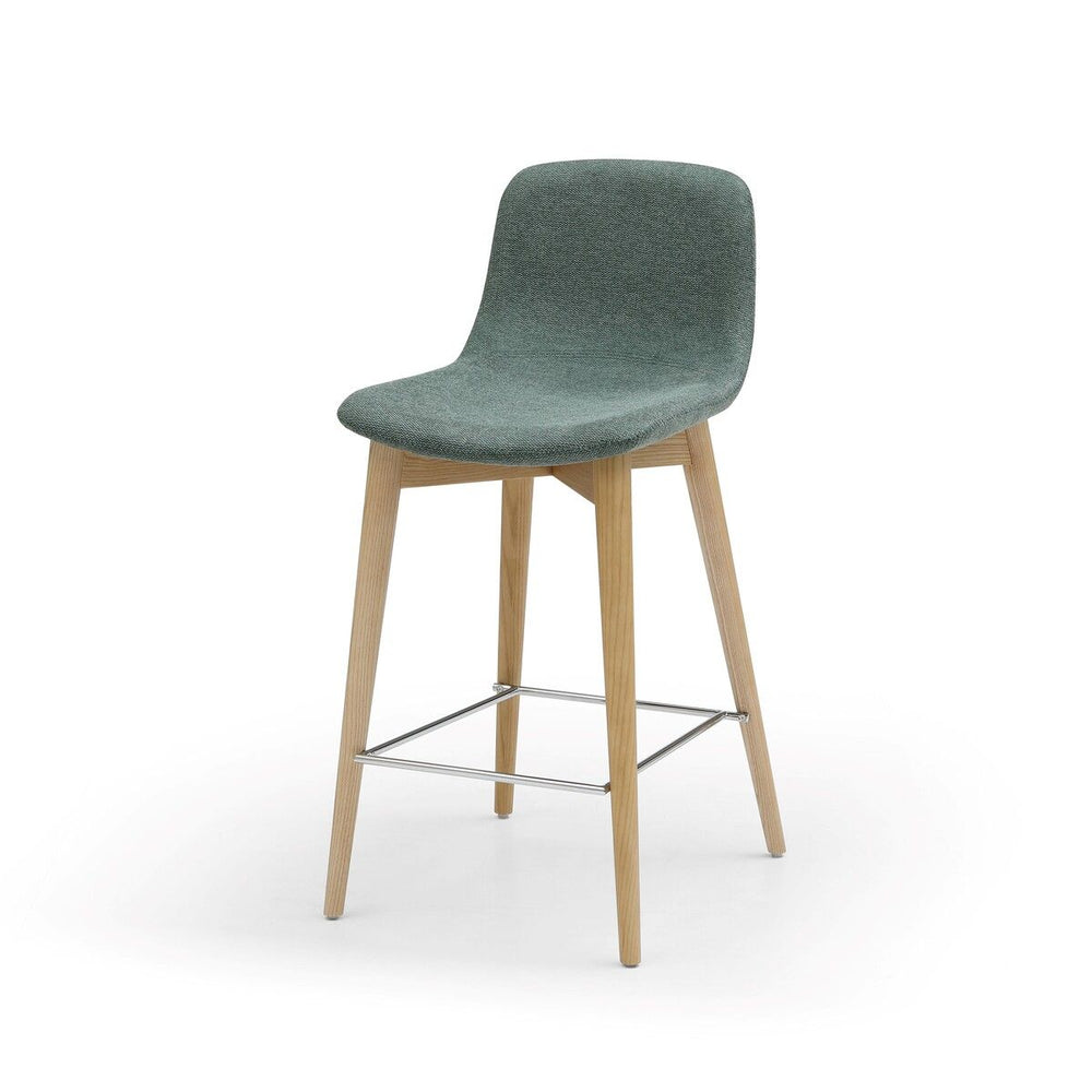 Chaise snack tissu vert Pied en Frêne naturel Katy