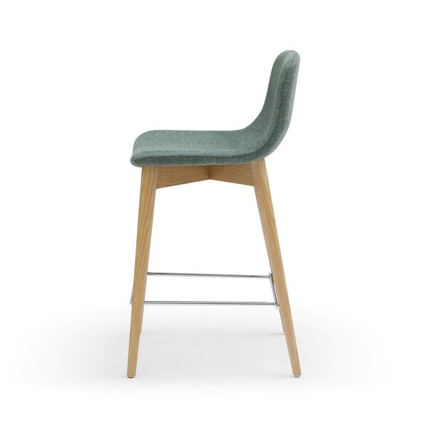 Chaise snack tissu vert Pied en Frêne naturel Katy