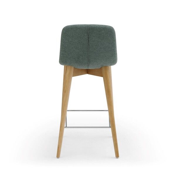 Chaise snack tissu vert Pied en Frêne naturel Katy