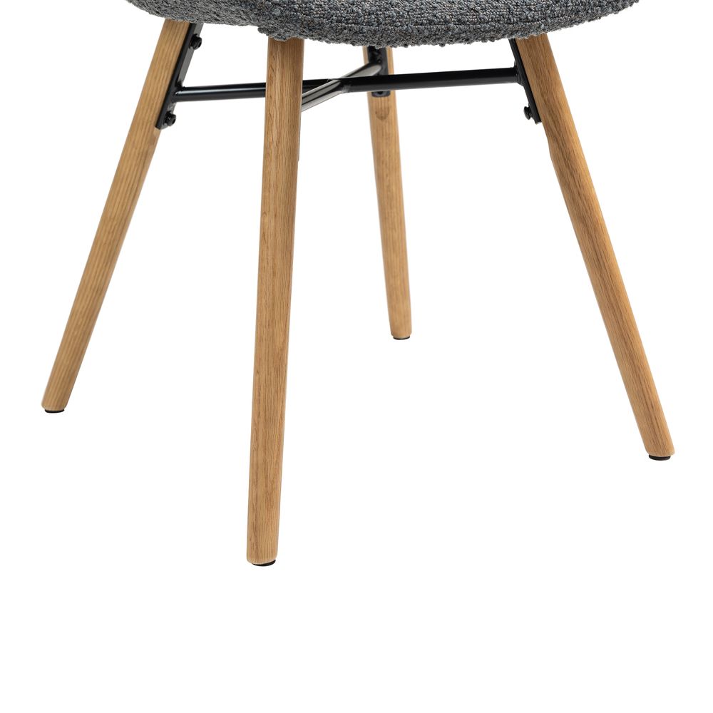 Chaise repas effet bouclette gris foncé KERMA