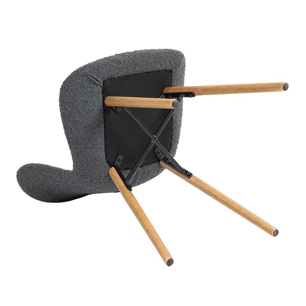 Chaise repas effet bouclette gris foncé KERMA