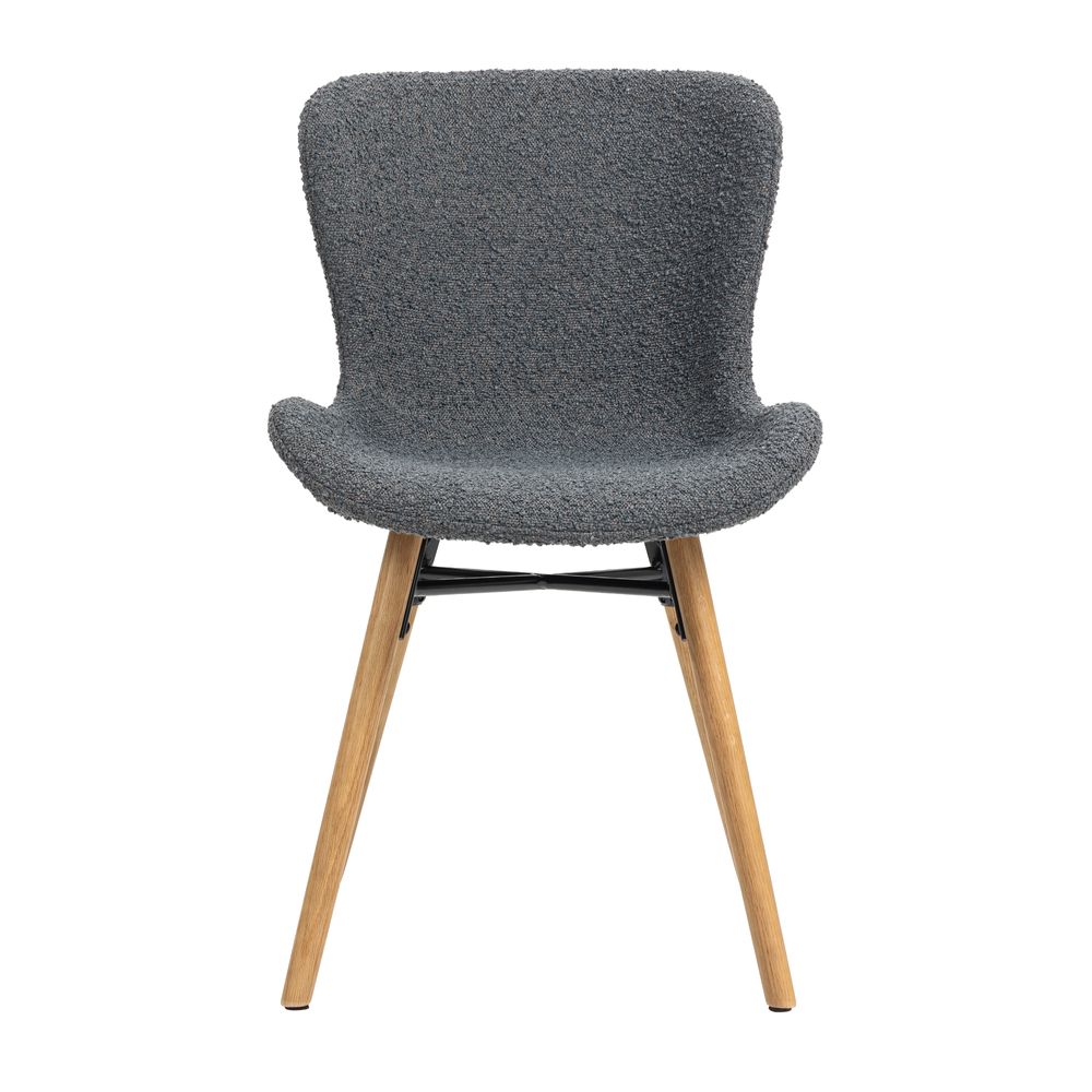 Chaise repas effet bouclette gris foncé KERMA