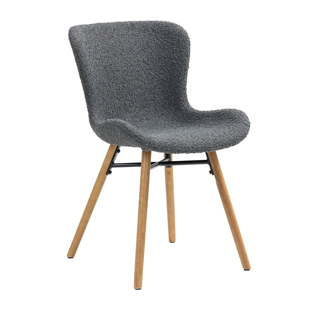 Chaise repas effet bouclette gris foncé KERMA