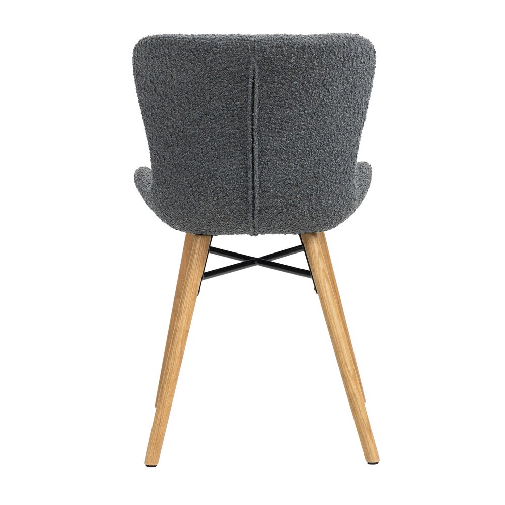 Chaise repas effet bouclette gris foncé KERMA