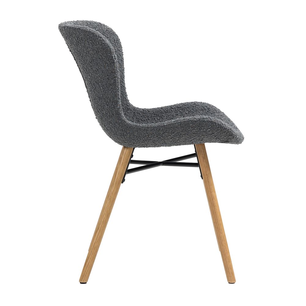 Chaise repas effet bouclette gris foncé KERMA
