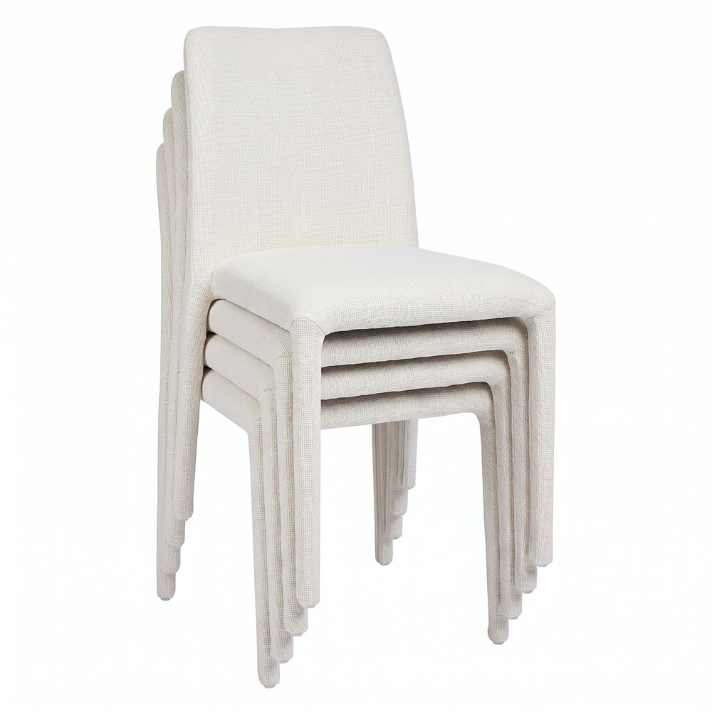 Chaise repas empilable tissu chenillé beige