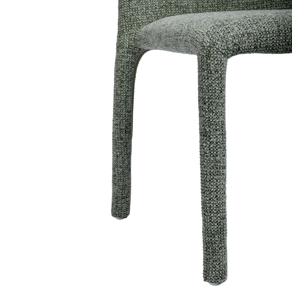 Chaise repas empilable tissu chenillé vert