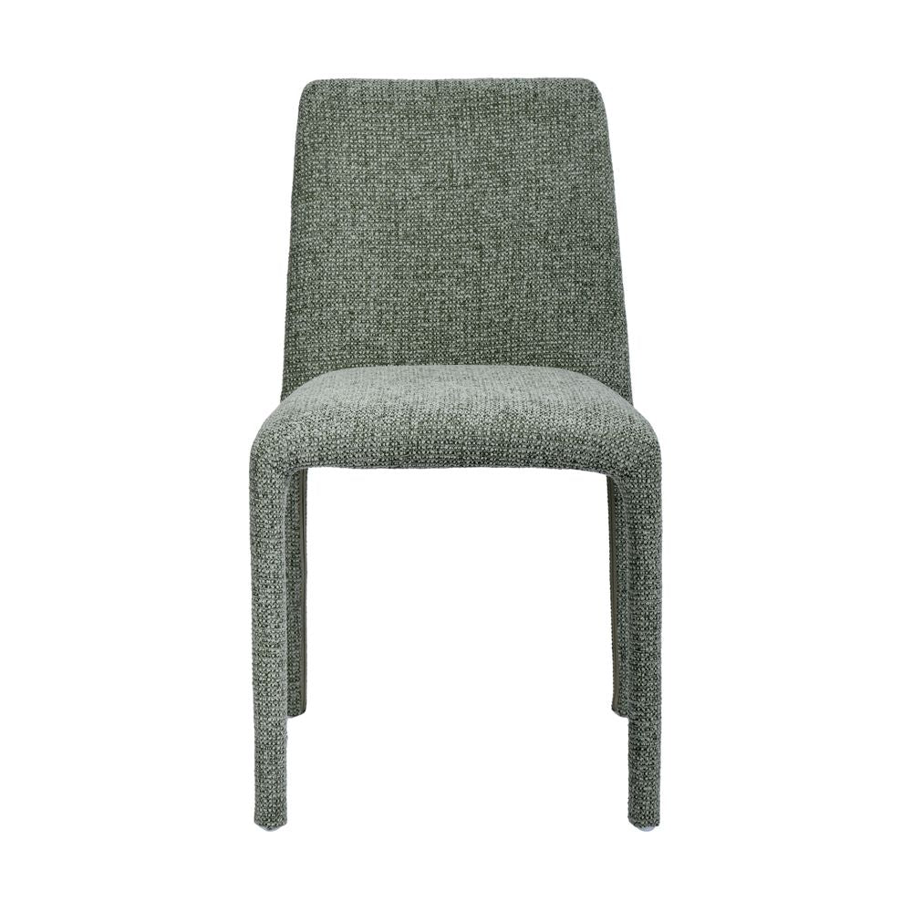 Chaise repas empilable tissu chenillé vert