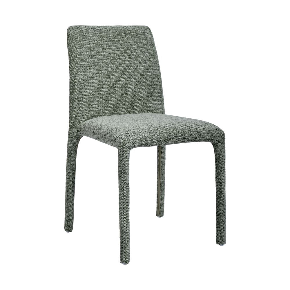 Chaise repas empilable tissu chenillé vert