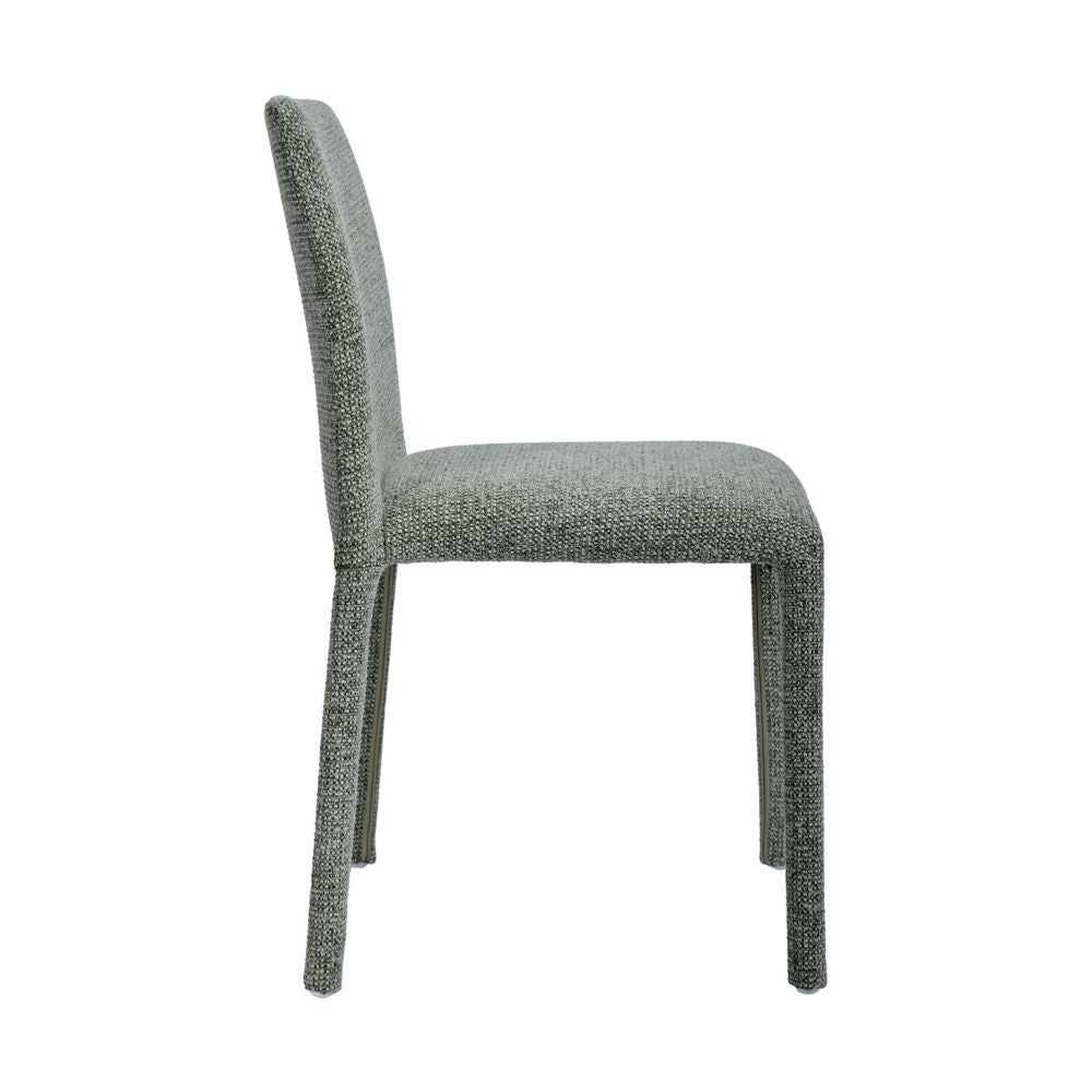 Chaise repas empilable tissu chenillé vert