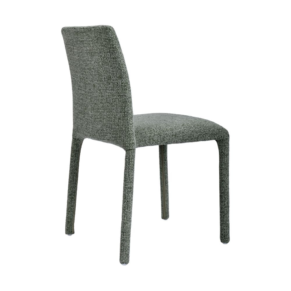 Chaise repas empilable tissu chenillé vert