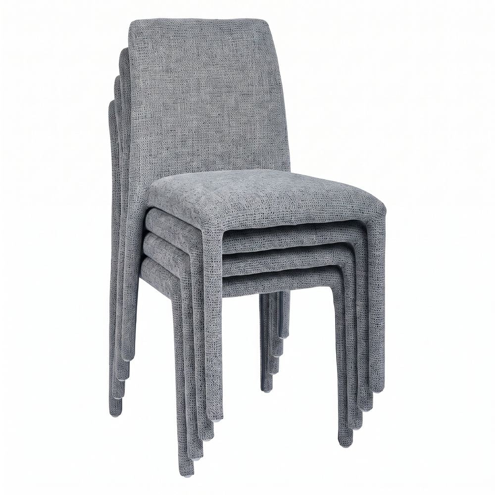 Chaise repas empilable tissu chenillé gris