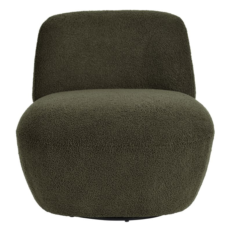 Fauteuil pivotant en bouclette épaisse vert