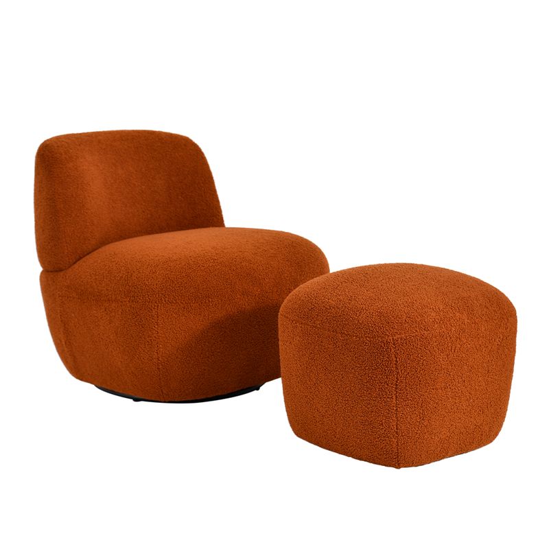 Fauteuil pivotant en bouclette épaisse terracotta