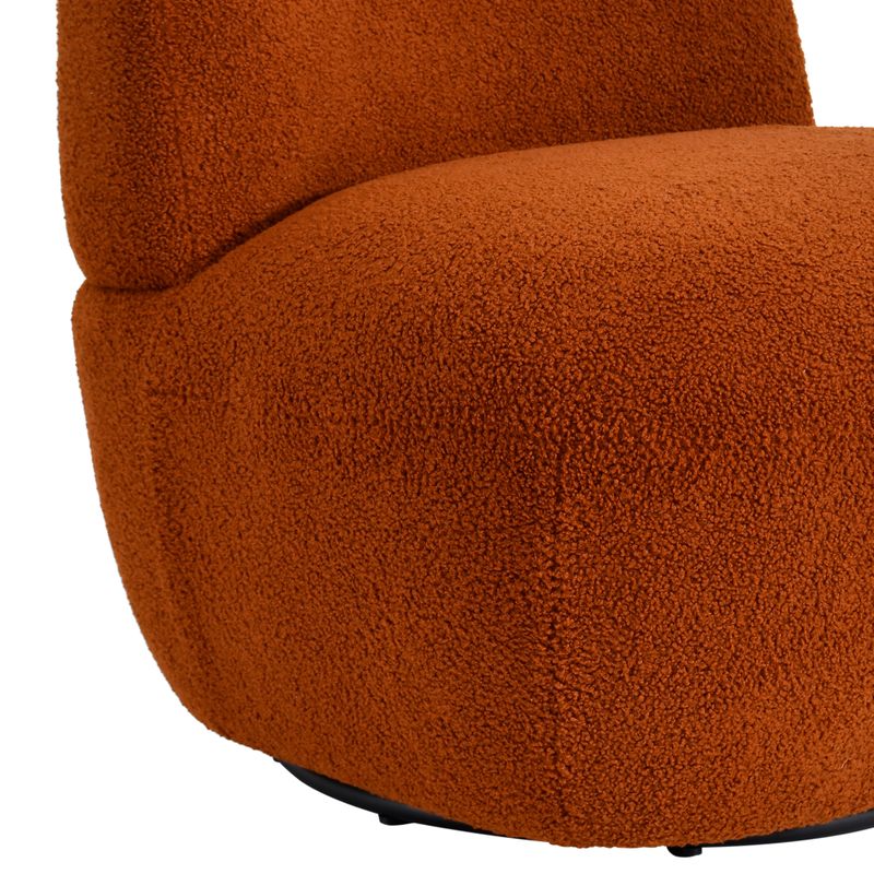 Fauteuil pivotant en bouclette épaisse terracotta