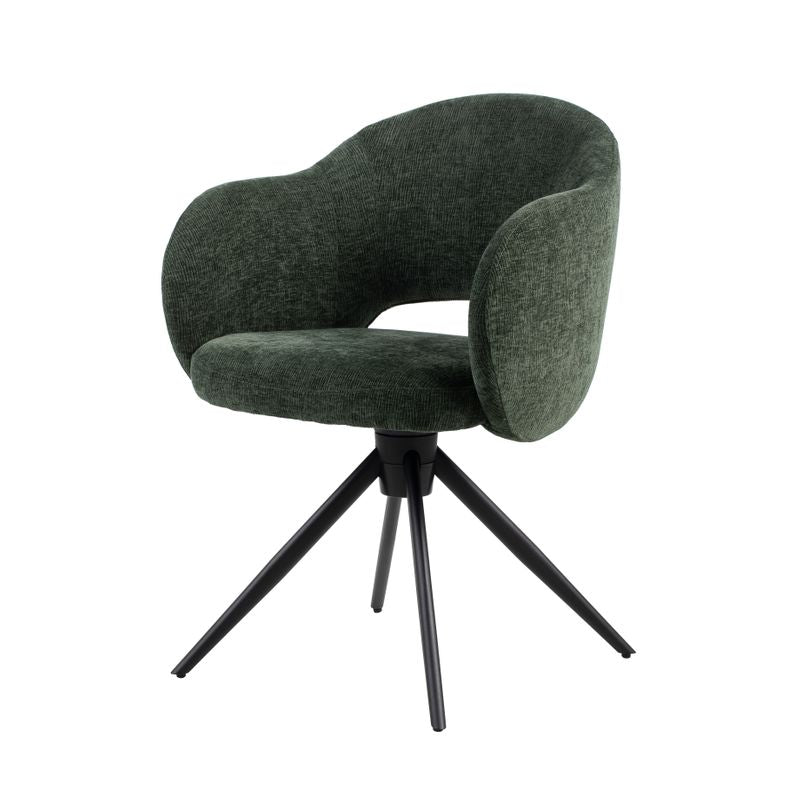 Chaise pivotante tissu vert foncé