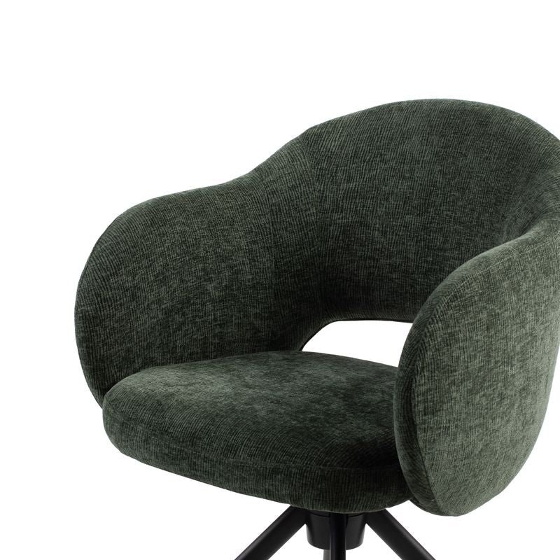 Chaise pivotante tissu vert foncé