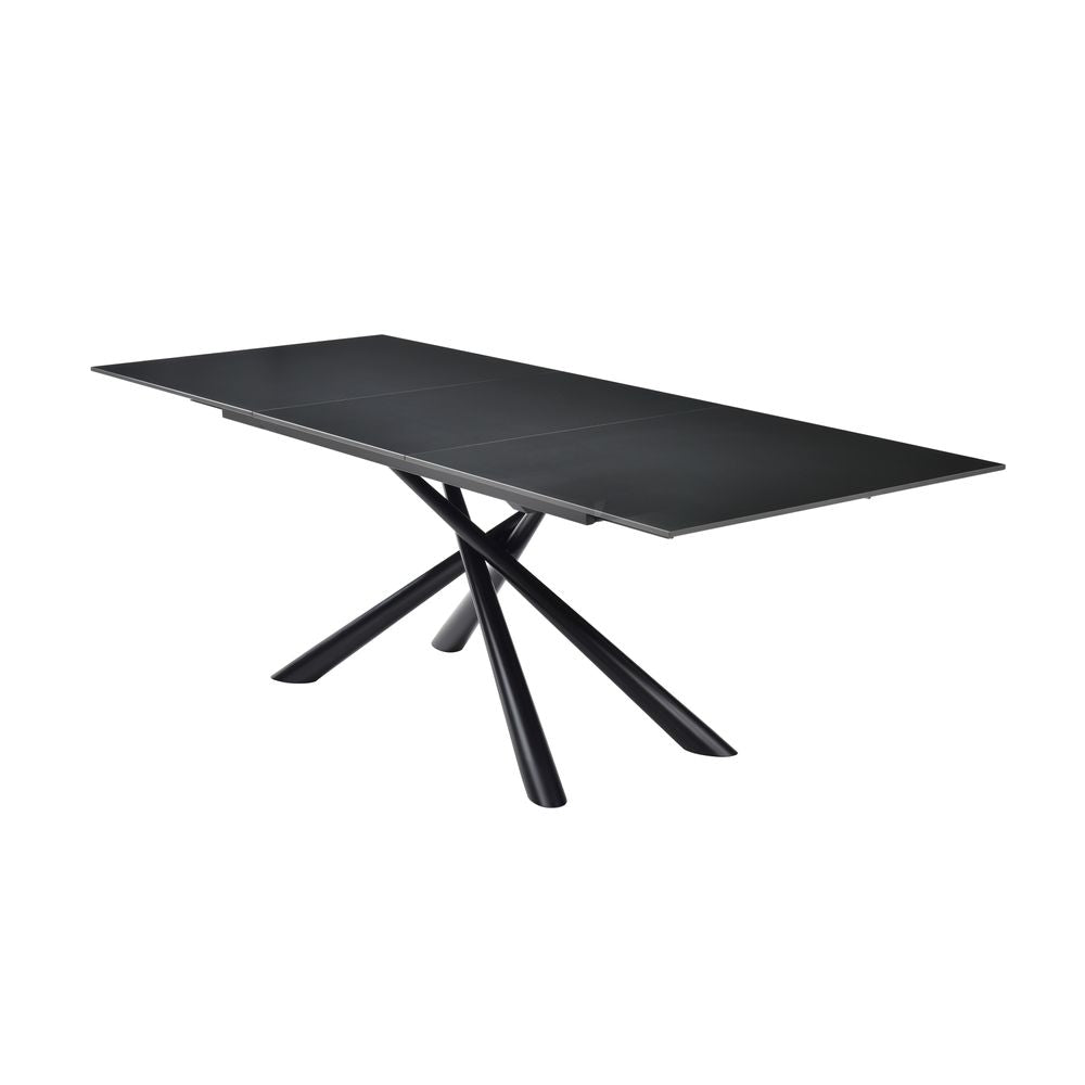 Table repas en céramique noir 160 cm avec allonge