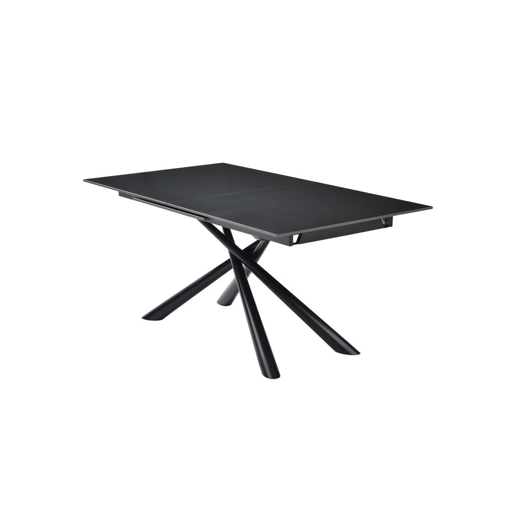 Table repas en céramique noir 160 cm avec allonge
