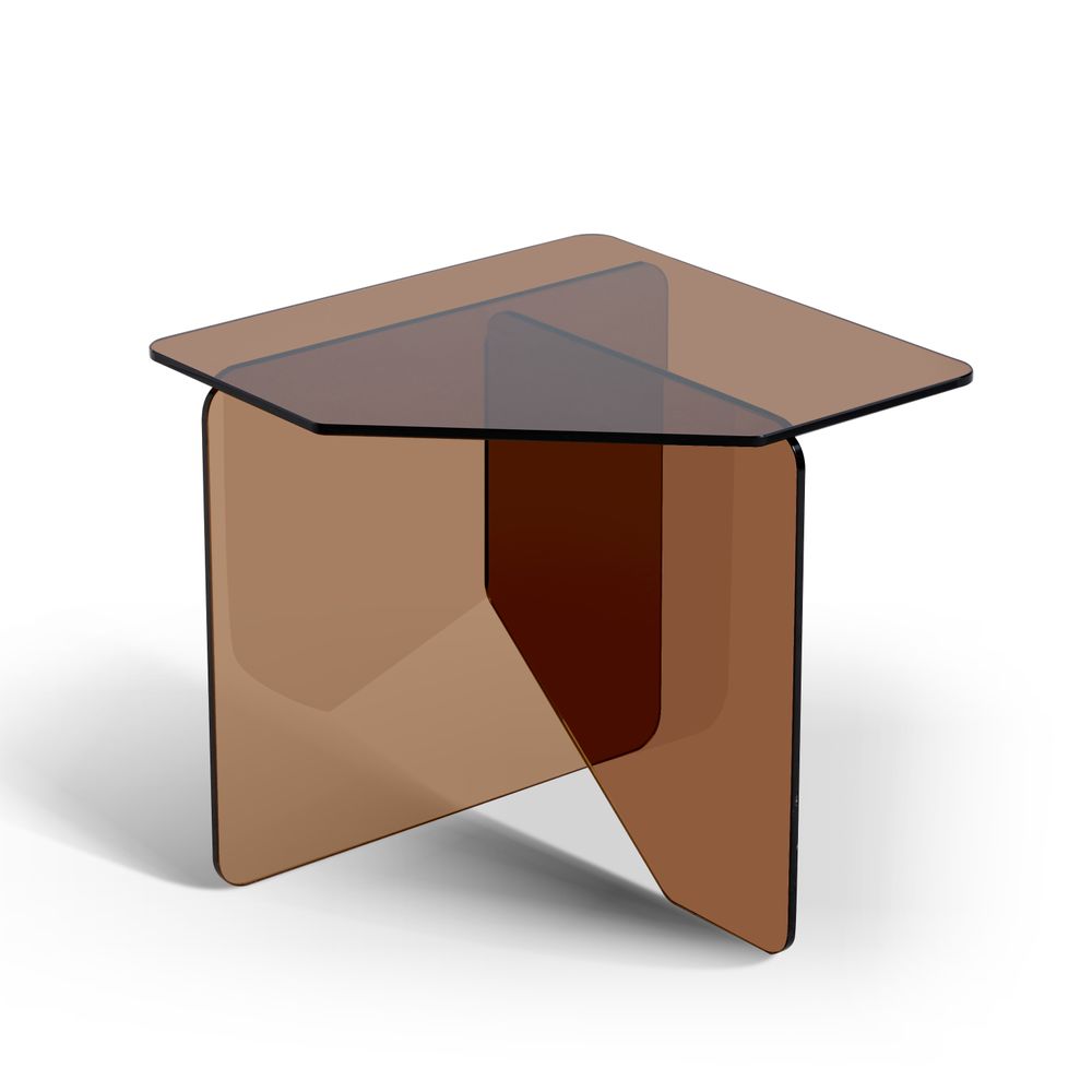 Bout de canapé en verre trempé marron