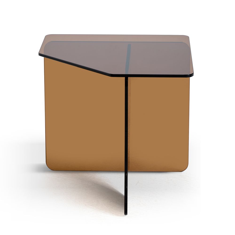 Bout de canapé en verre trempé marron