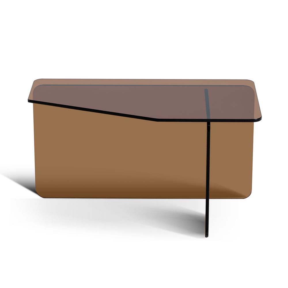 Table basse 70 cm en verre trempé marron